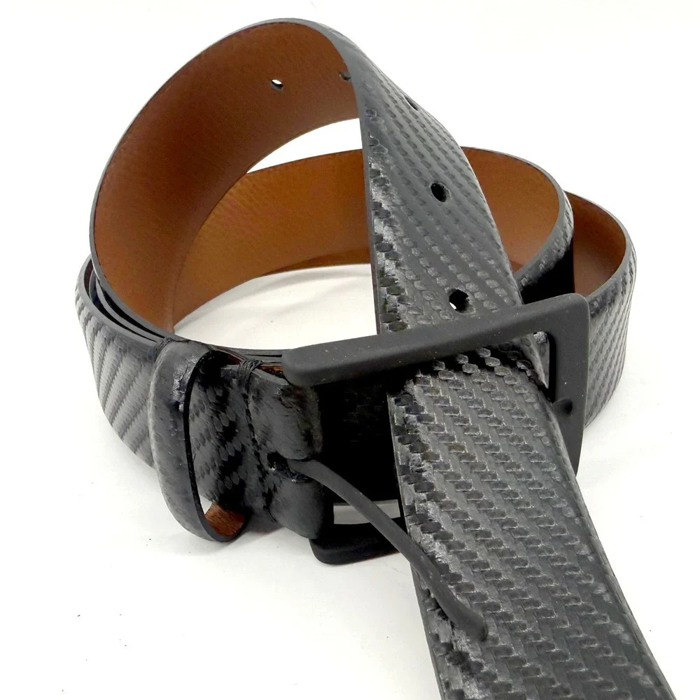 Johnston & Murphy Belt Mens 42 Black Italian Leather Carbon Fiber Menswear